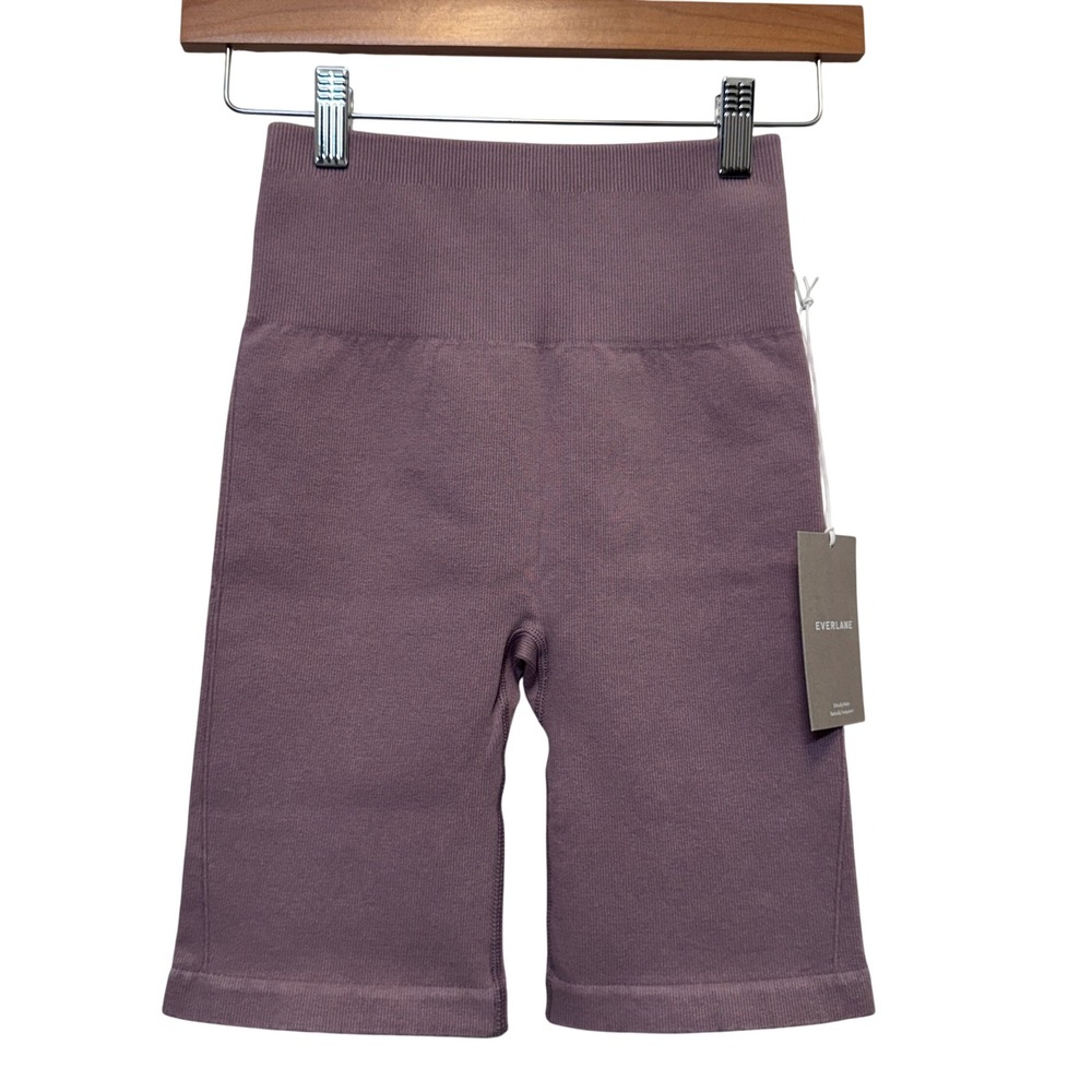 Everlane Ribbed Bike Shorts XS/S Purple High Waist Seamless Athleisure Organic